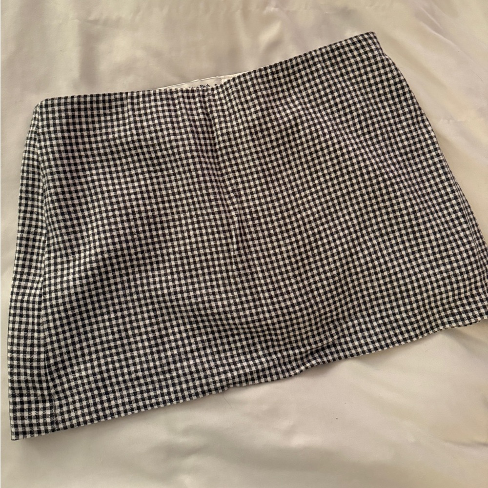 Black and White Gingham Linen Mini Skort - Picture 4 of 5